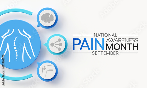 Pain awareness month is observed every year in September, to raise public awareness of issues in the area of pain and pain management. 3D Rendering