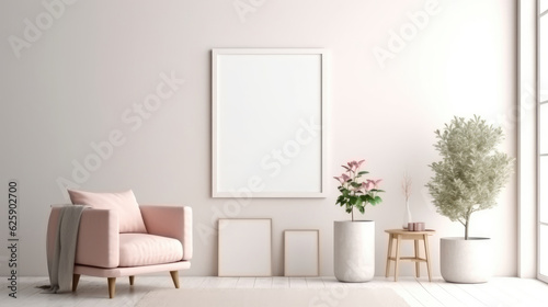 Home Decoration Mockup with Minimalist Wall Design created with Generative AI Technology