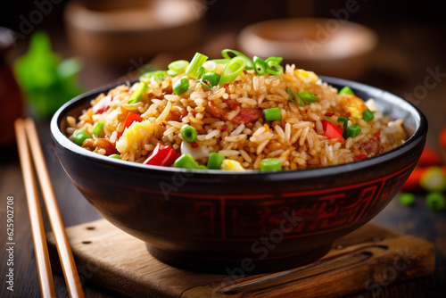 dinner meal healthy food eat chinese fried vegetable rice rice asian. Generative AI.