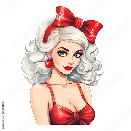 Vintage Pin Up Christmas Girl Clipart photo
