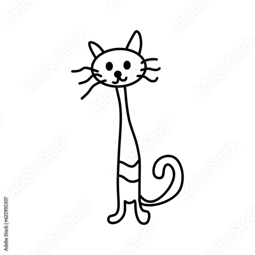 cat cartoon vector 18 Outline line Cute and funny cats doodle. Cartoon cat or kitten characters design collection Minimal cat drawing. Set of purebred pet animals isolated on transparent background.