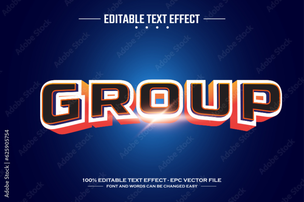 Group 3D editable text effect template