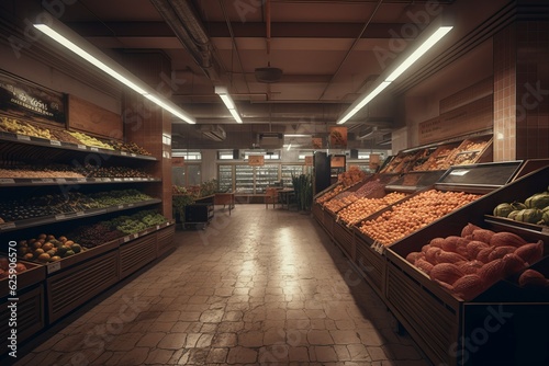 Grocery shop empty. Generate Ai