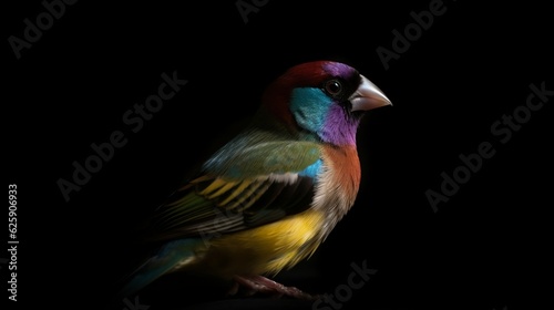 Gouldian finch isolated on the black background. Generative AI © Kateryna Kordubailo