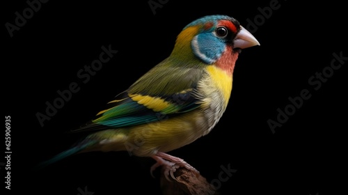 Gouldian finch isolated on the black background. Generative AI © Kateryna Kordubailo