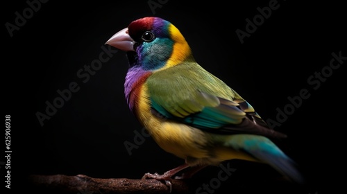 Gouldian finch isolated on the black background. Generative AI