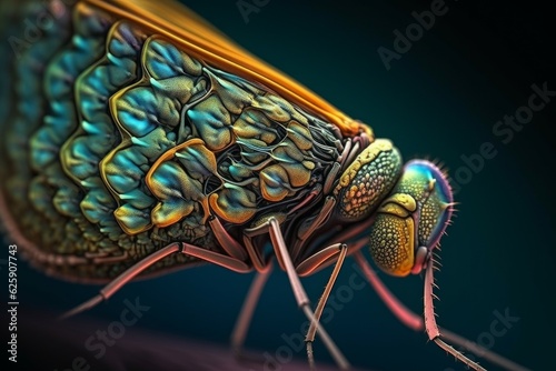 Mosquito macro colorful. Generate Ai photo