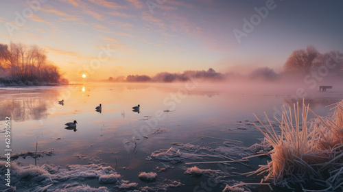 Landschaft im Sonnenuntergang   Berge und See  Landscape in sunset   mountains and lake