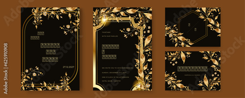 wedding invitation, thank you card, rsvp, details,menu,welcome,boho DIY minimal template design with watercolor greenery leaf and branch, watercolor invitation, beautiful floral wreath.