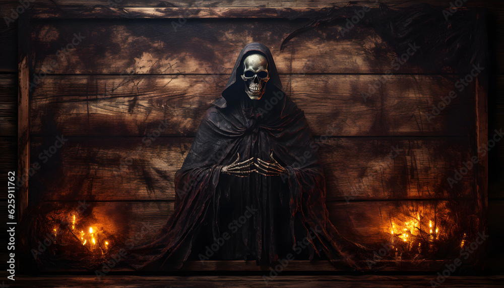 Halloween Skeleton Background - AI-Generated
