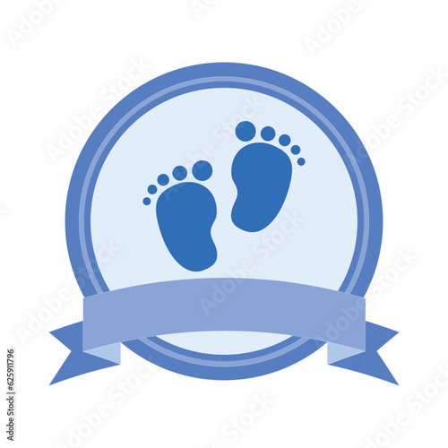 Baby footprint vector feet icon. Baby arrival card. vector illustration 