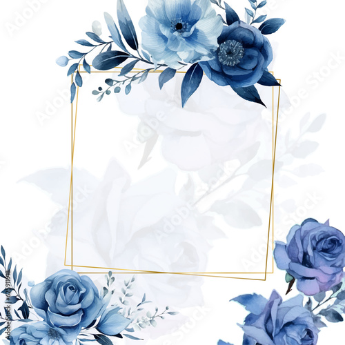 Vector floral botanical card design with leaves with geometrical frame.