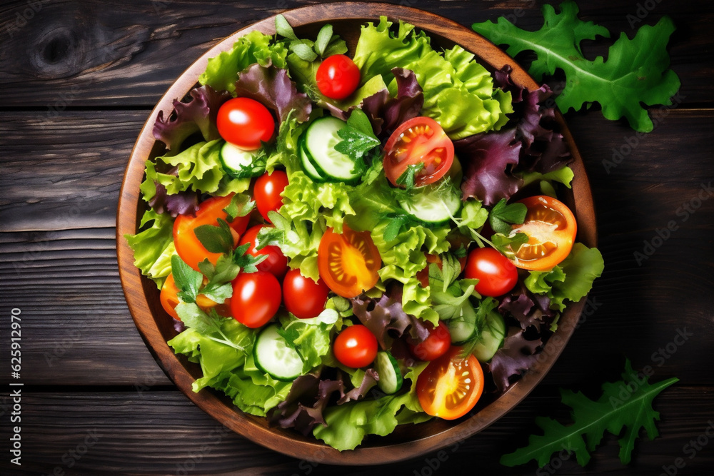 background diet fresh vegetarian food salad green natural dark healthy vegetable. Generative AI.