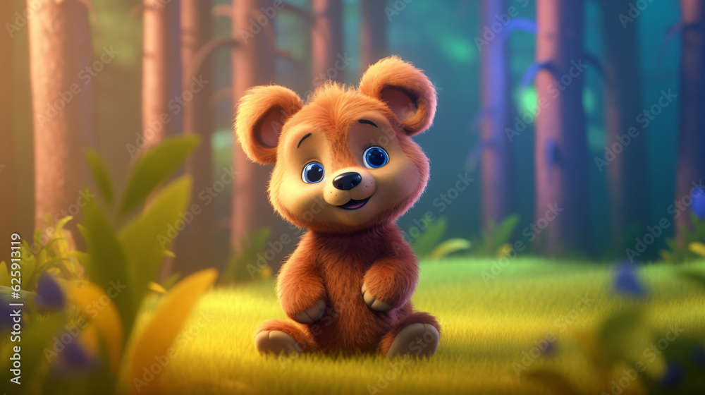 A Cute and Adorable Bear In the Forest Made With Generative AI A Cute and Adorable Bear In the Forest Made With Generative AI
