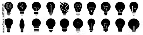 Bulb icon vector set. Light illustration sign collection. Electricity symbol or logo.