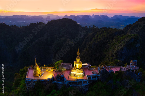 Tiger cave temple at dusk in Thailand