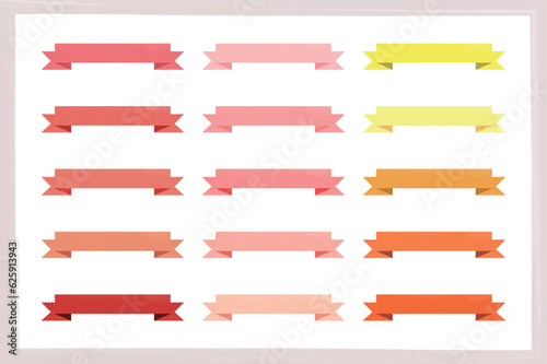 かわいい水彩の手書き風リボンセット　Hand drawn style cute watercolor vector ribbon set