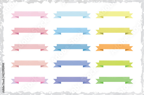 かわいい水彩の手書き風リボンセット　Hand drawn style cute watercolor vector ribbon set