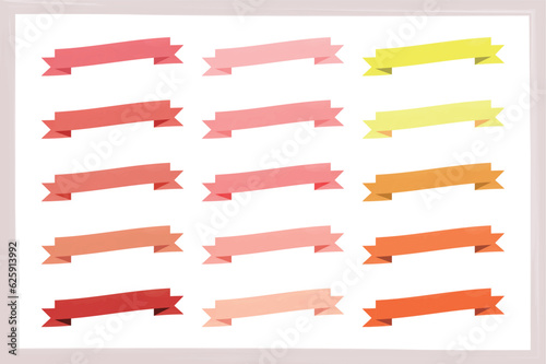 かわいい水彩の手書き風リボンセット　Hand drawn style cute watercolor vector ribbon set