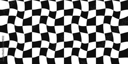 Checkered and black and white racing flag. Stylish racing flag that is used as a seamless pattern. Racing flag as wallpaper or background, can be used for print.