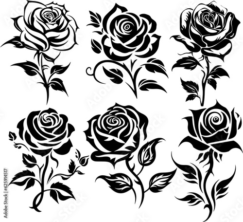 Silhouette flower rose and vector images