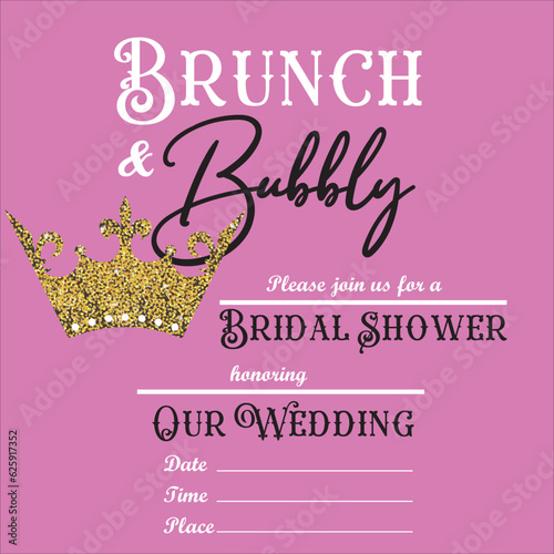 Brunch and bubbly invitation, bridal shower icon, vector, illustration