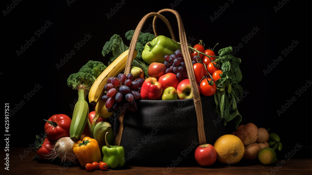Still life  vegetables, fruits and other foodstuffs