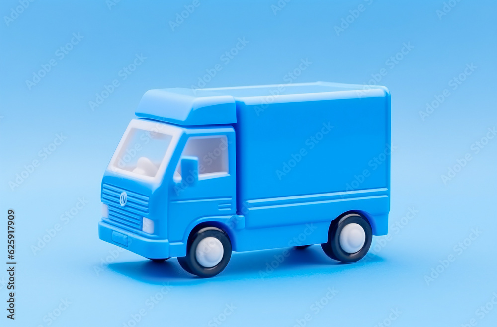 Vibrant Close-Up of Toy Truck on Blue Background, Generative AI