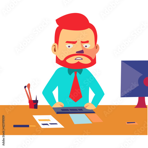 Angry and exasperated employee vector illustration