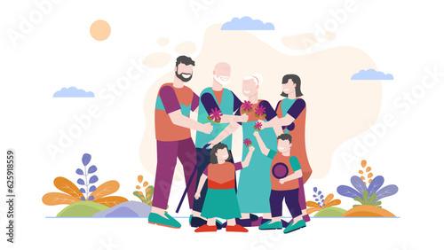vector organic flat international day of families illustration