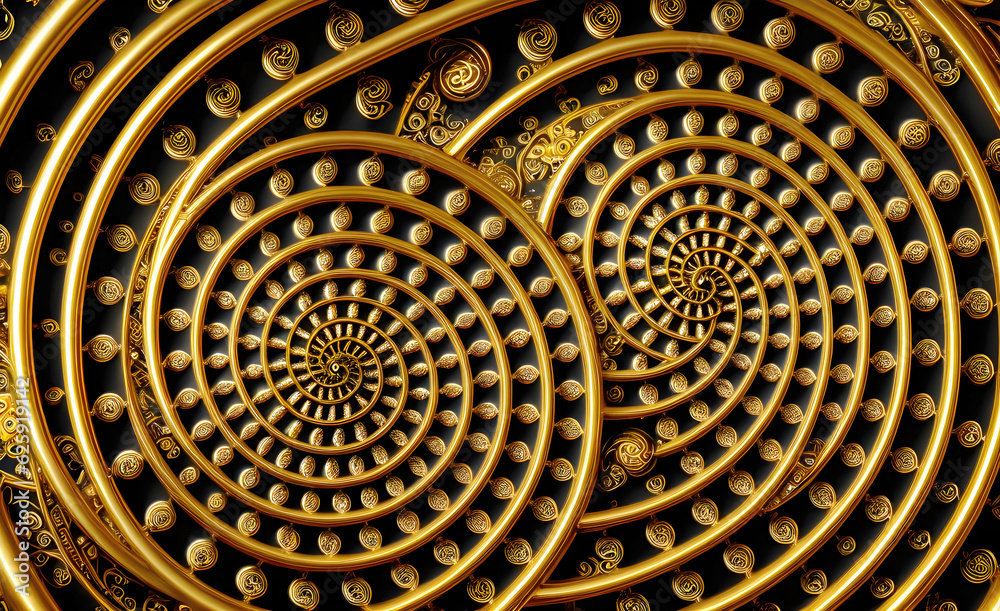 Abstract gold background, fantastic golden metal spiral pattern wallpaper. Abstract gold background, fantastic golden metal spiral pattern wallpaper.