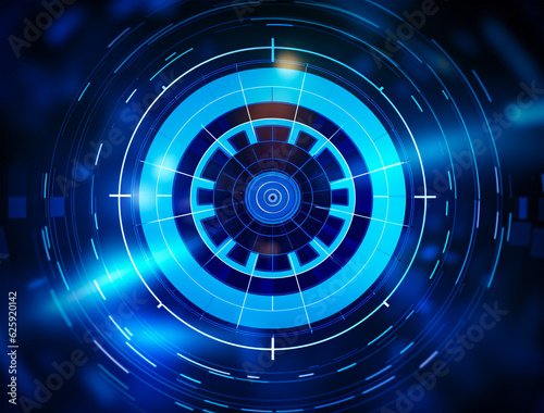 Vibrant Blue Circular Object with Black Background, Generative AI