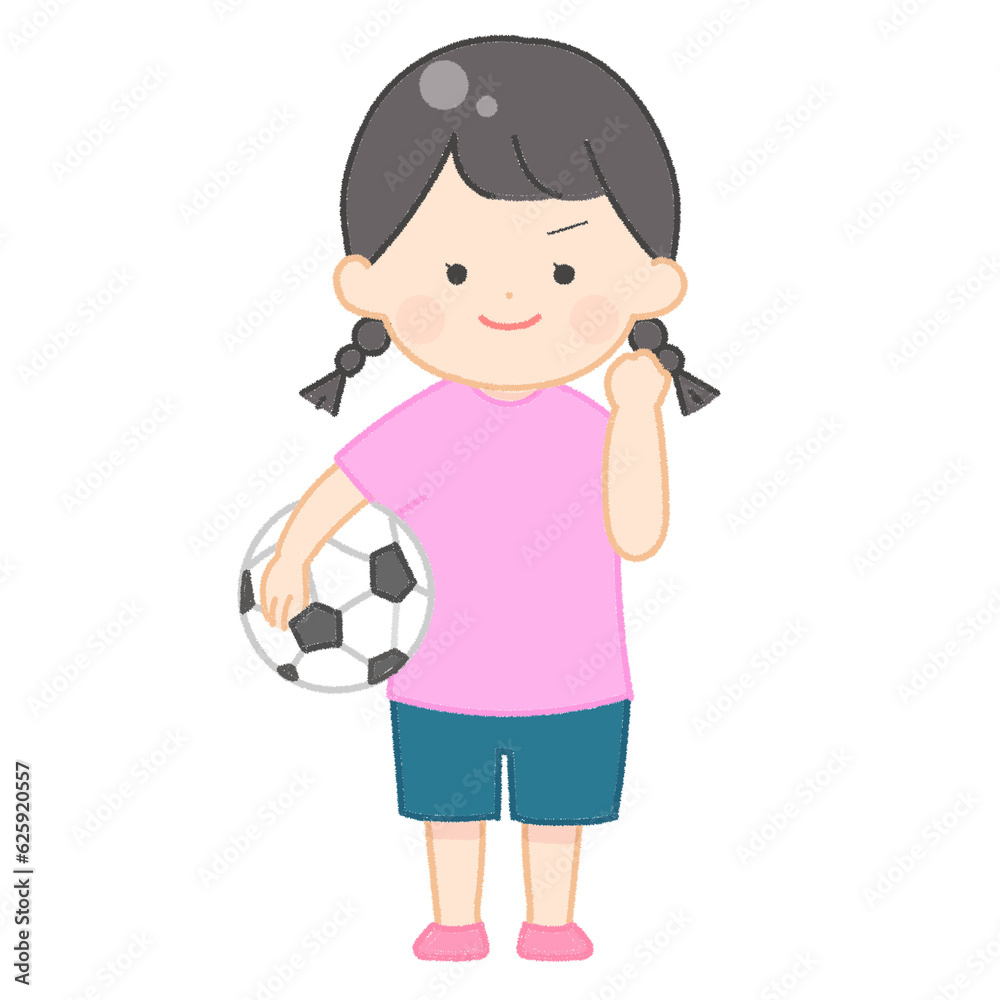 サッカーボールを持つ少女 ファイトポーズ
サッカーボールを持つ少女 ファイトポーズ