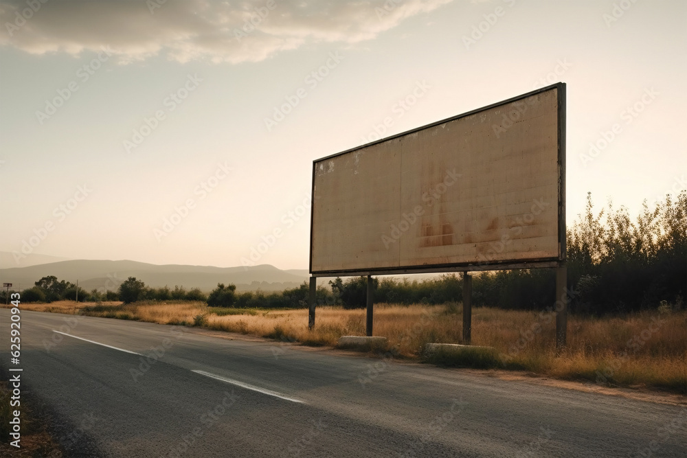 Obraz premium Blank Billboard on Roadside, Perfect for Generative AI Advertising
