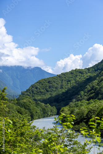 landscape with lake and mountains