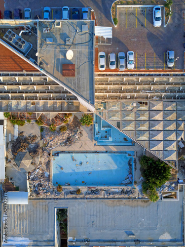 Abandoned hotel in Zikhron Ya'akov - Israel from Top down view  photo