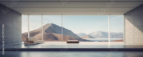 Captivating Panoramic View of Majestic Mountain Range from Window, Generative AI © Bipul Kumar