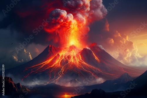 Powerful Volcanic Eruption in Italy. Generative AI