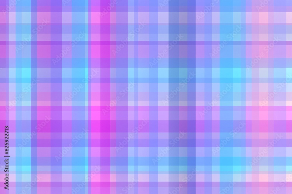 Blue-pink colour background, checkered pattern reminiscent of textiles, water colours, blending of colour tones