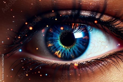 Close-Up View of Woman's Sunlit Eye. Generative AI