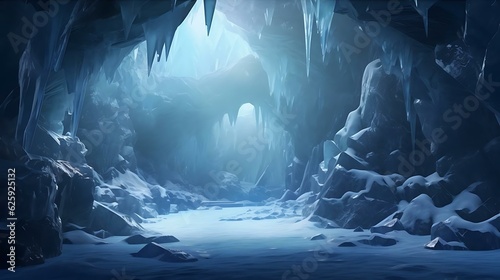 a cave with ice and water