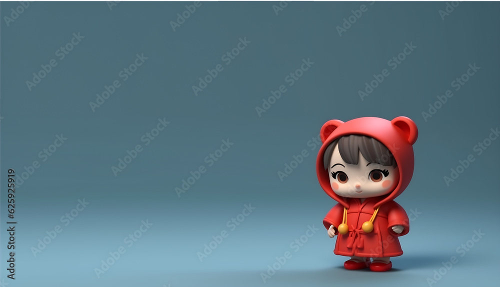 Cute Doll Oriental Asian New Years Celebrations Greetings Character