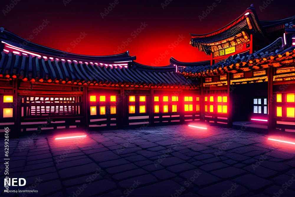 Obraz premium Jeonju Hanok Village Generative AI