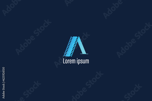 Letter A film company brand logo design, a lettering film vector illustration, a film production logo, film a lettering logo design, film logo