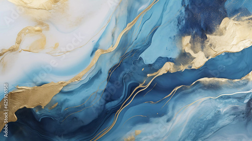 Luxury wallpaper. Blue marble and gold abstract background texture, Watercolor abstract background, 3D painted artificial marbled surface, Generated AI.