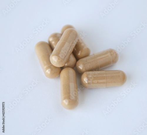 pills on a white background