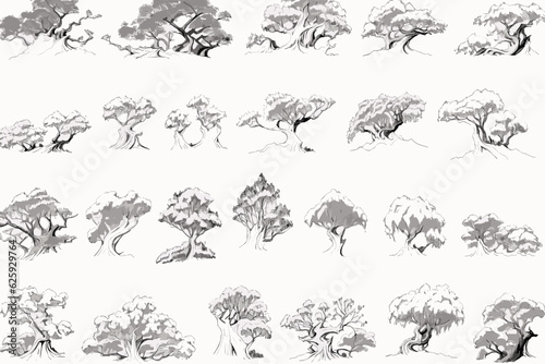 Wallpaper Mural collection of trees vector, tree, nature, silhouette, Torontodigital.ca