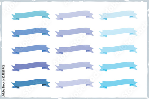 かわいい水彩の手書き風リボンセット　Hand drawn style cute watercolor vector ribbon set