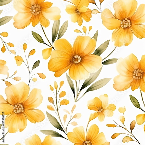 yellow flowers seamless patterns, watercolor picture of flowers, floral