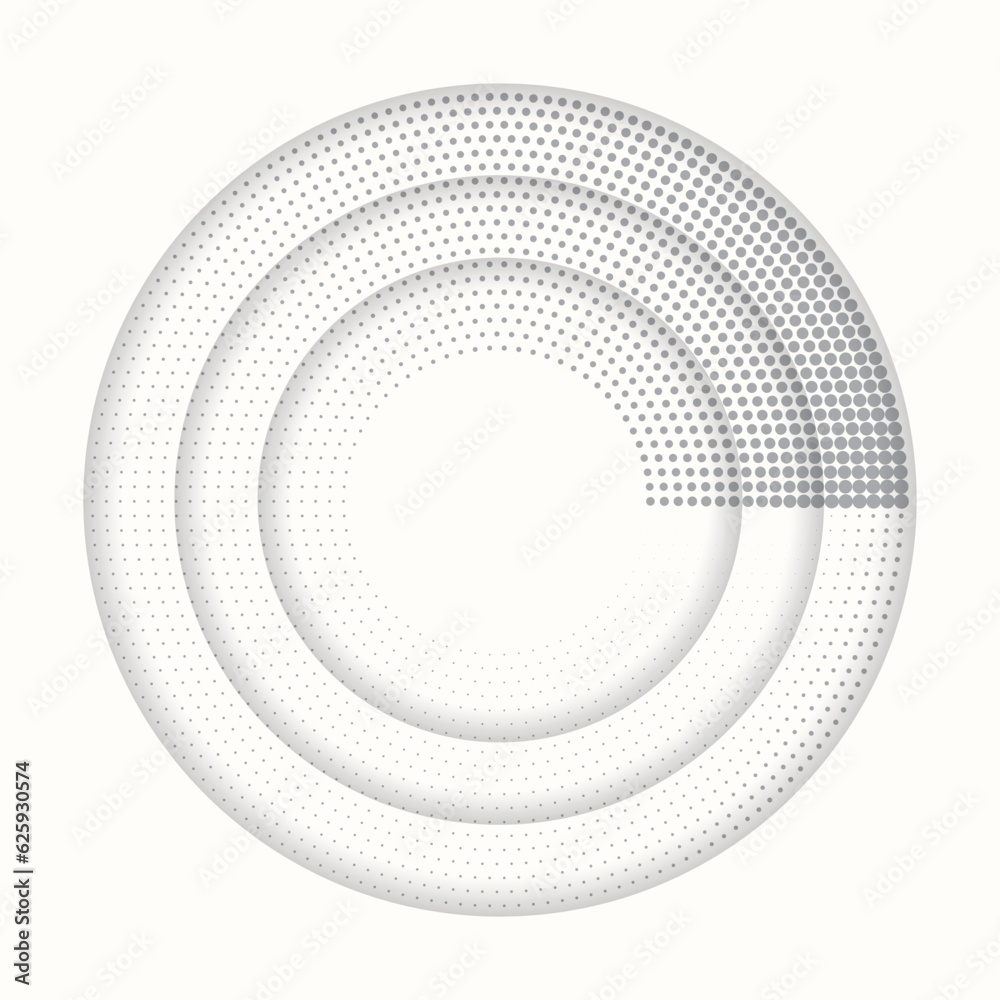 Circles in spiral as halftone dotted abstract symbol. Gray shape on a white background. Circles in spiral as halftone dotted abstract symbol. Gray shape on a white background.